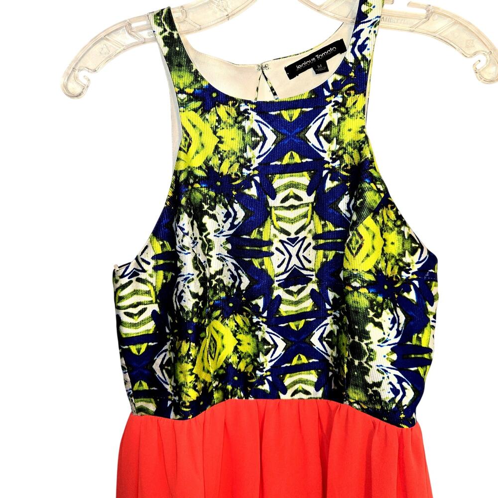 Jealous Tomato Medium Orange Blue Women's Sleeveless Sun Dress Miss Size8 10 M